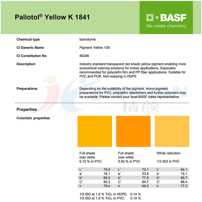巴斯夫K1841颜料TDS
