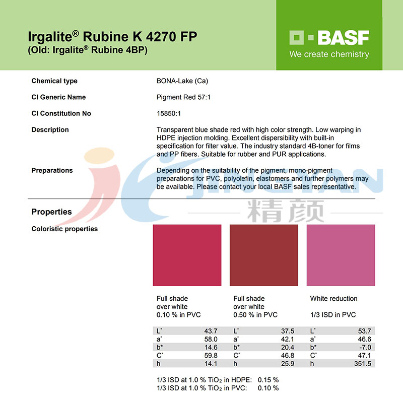 巴斯夫K4270/4BP有机颜料TDS报告