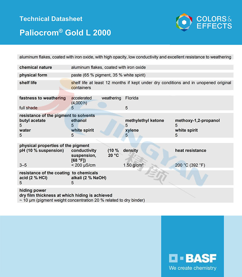 巴斯夫L2000效果颜料TDS技术数据报告