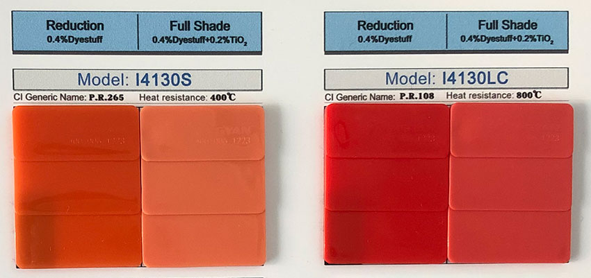 润巴I4130LC镉红颜料色卡展示